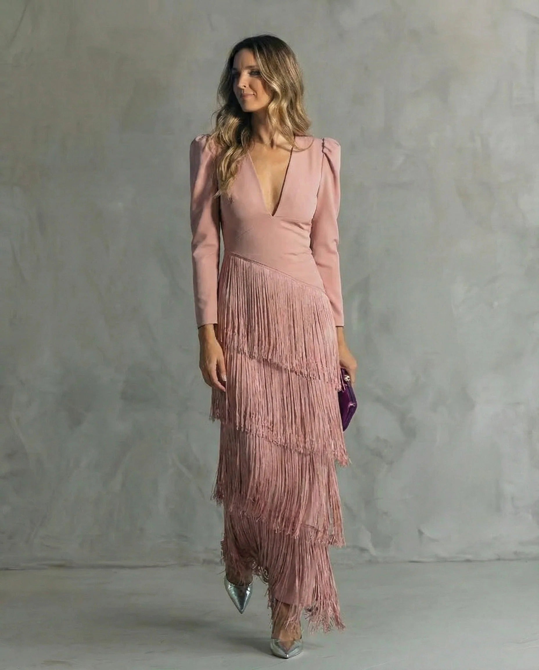 Women’s Textured Fringe Maxi Dress