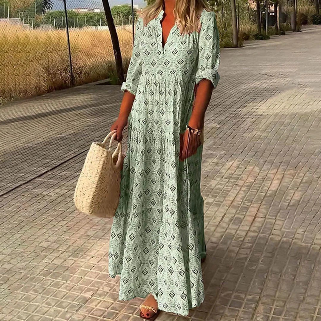 Women’s Tiered Maxi Dress with Long Sleeves