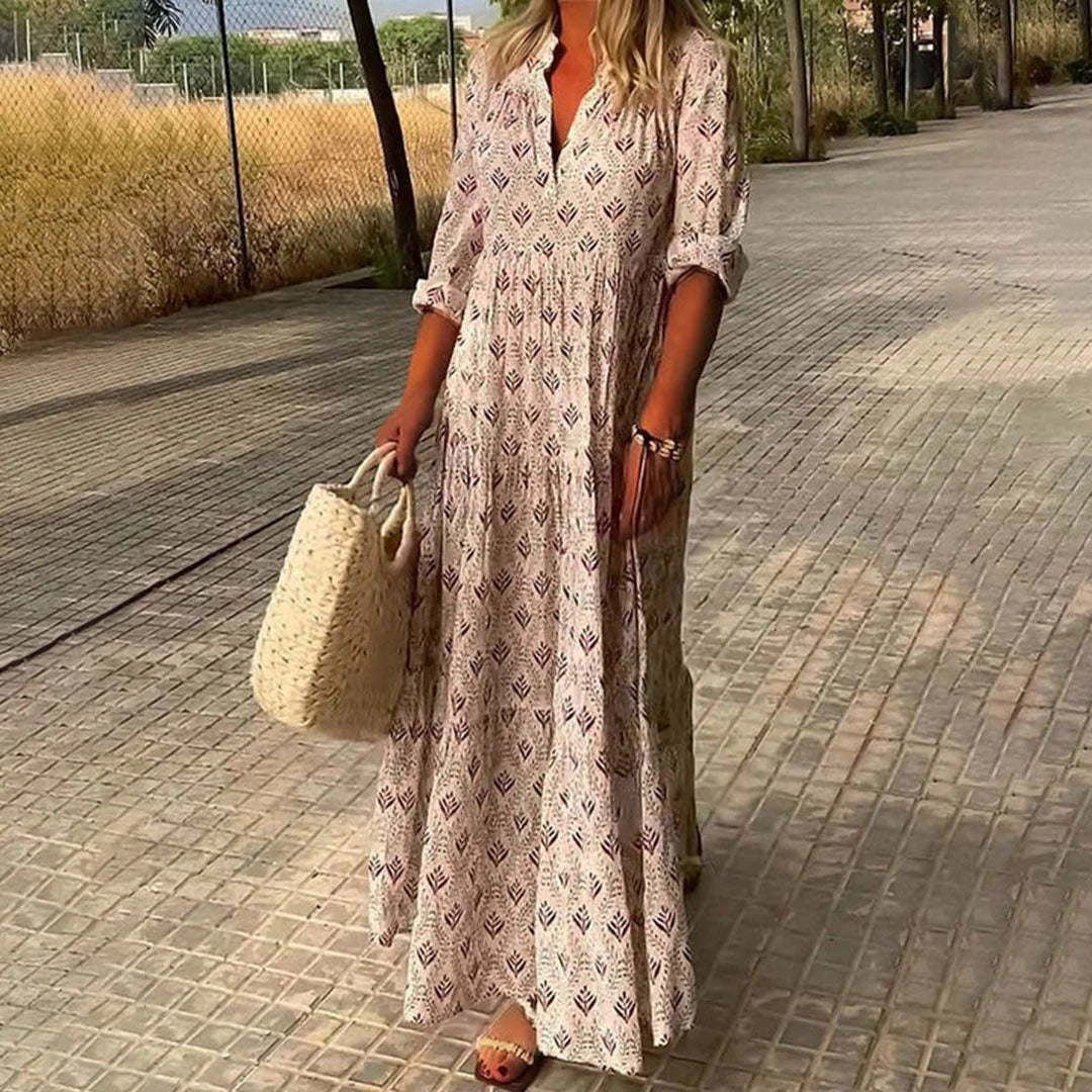 Women’s Tiered Maxi Dress with Long Sleeves