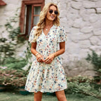 Women's Tiered Mini Dress with Floral Print