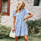 Women's Tiered Mini Dress with Floral Print