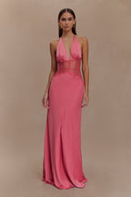 Women’s V-Neck Lace Panel Maxi Dress