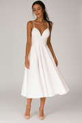 Women’s V-Neck Midi Dress with Double Spaghetti Straps