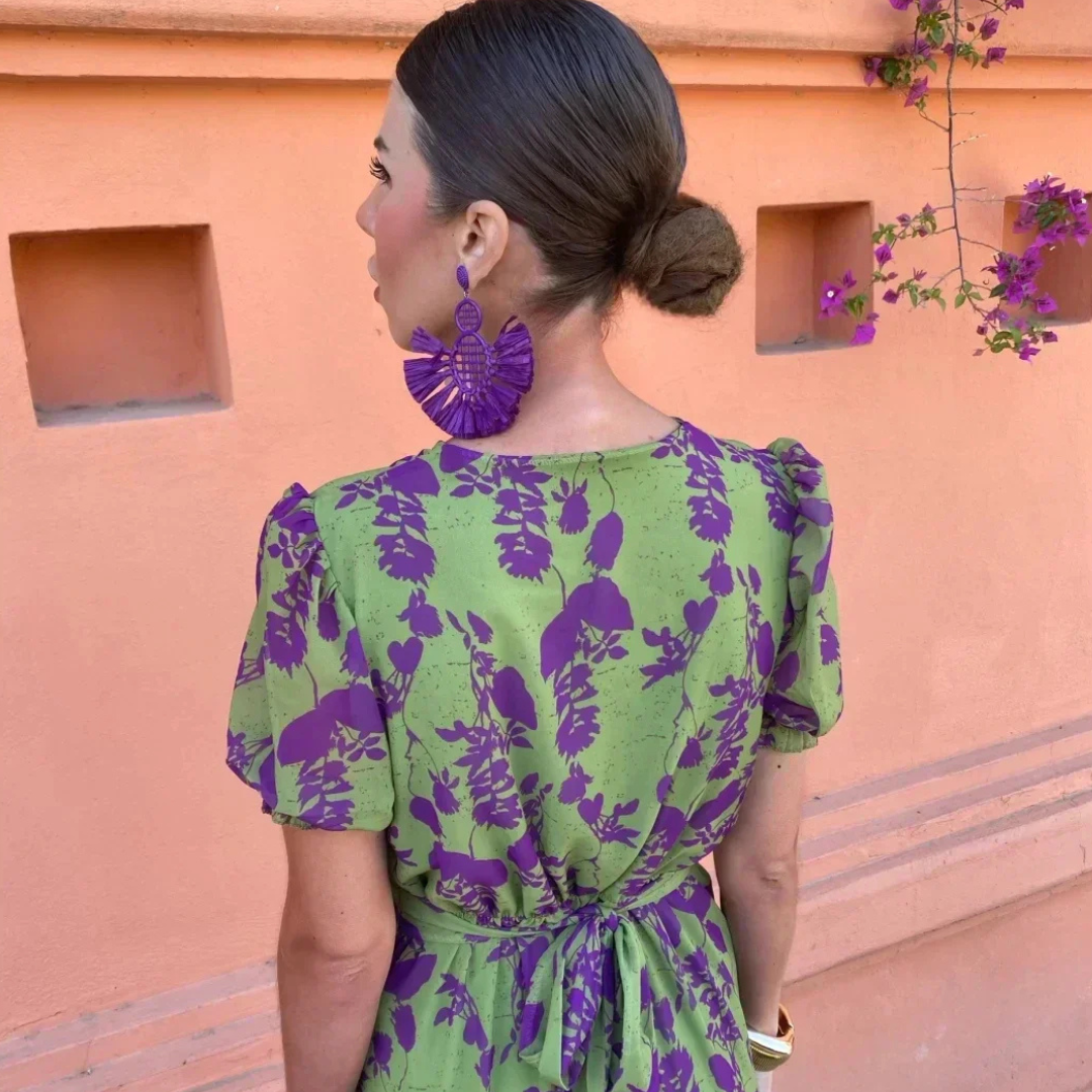 Women’s V-Neck Short Sleeve Floral Maxi Dress