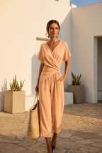 Women’s Wrap Top and Cropped Pants Set